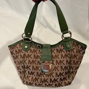 Vintage Michael Kors Classic Shoulder Bag Green & Tan
